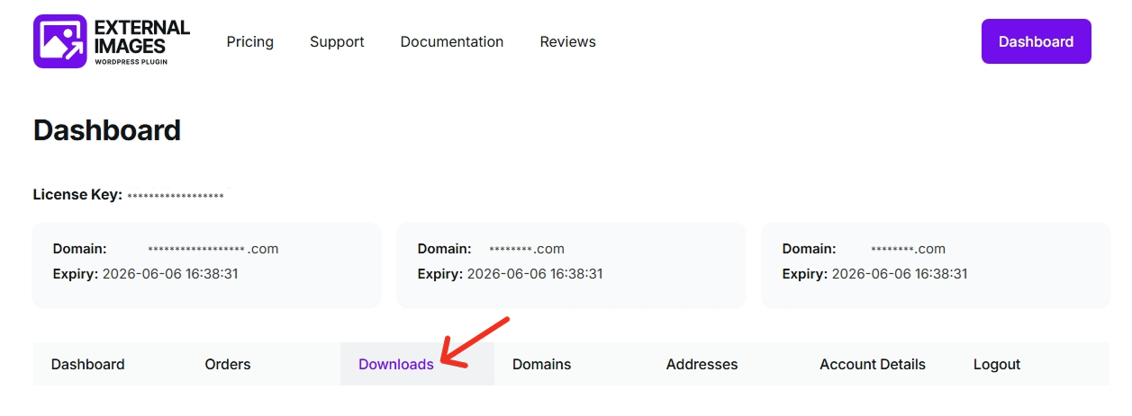 External Images Plugin Customer Dashboard