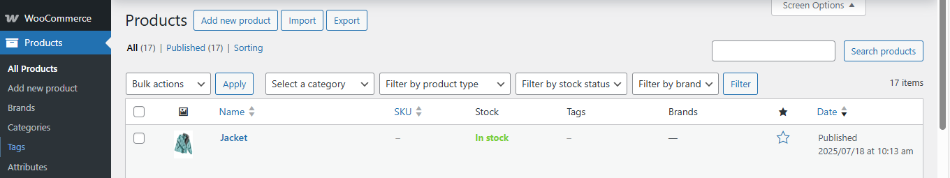 WooCommerce product import screen for uploading a CSV with external image URLs